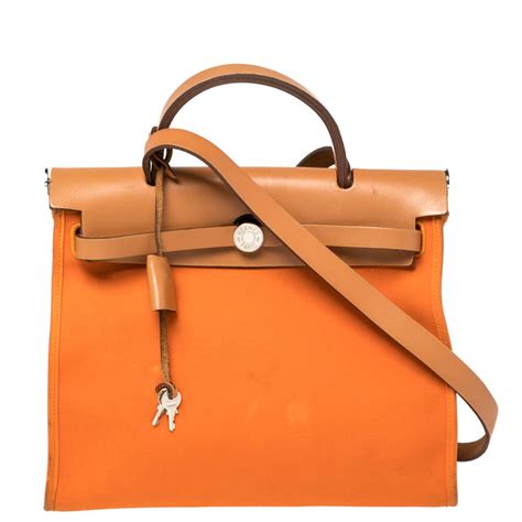 hermes orange herbag|hermes canvas bag.